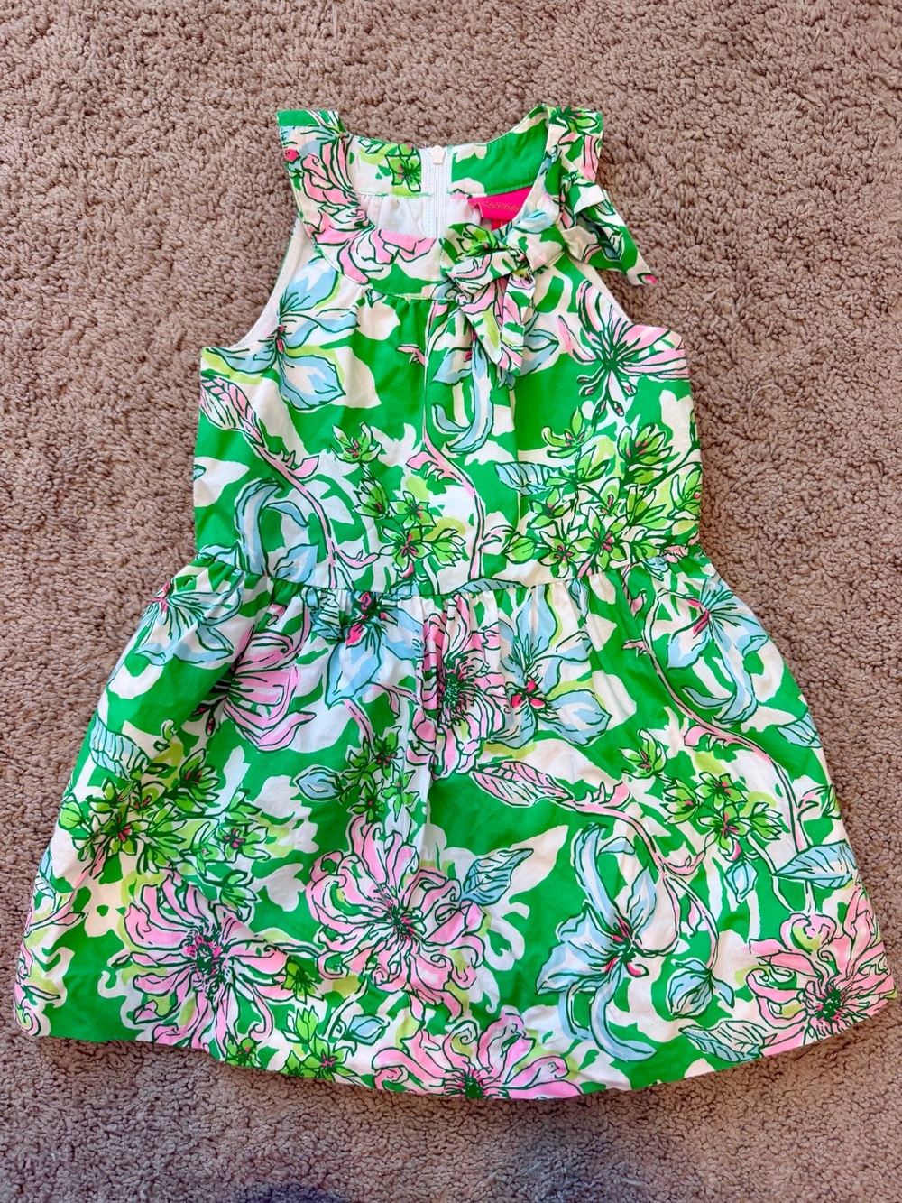 Lilly Pulitzer Green Floral Bow-Accent Sundress